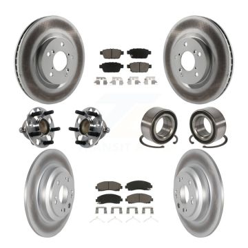 Front Rear Hub Bearings Coated Disc Brake Rotors And Ceramic Pads Kit (10Pc) For Acura TL KBB-117861