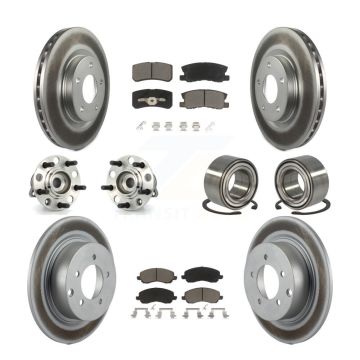 Front Rear Hub Bearing Coated Disc Brake Rotor & Pads Kit (10Pc) For Jeep Patriot Compass KBB-117864