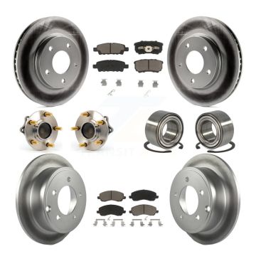 Front Rear Hub Bearing Coated Disc Brake Rotors And Pads Kit (10Pc) For Mitsubishi Lancer KBB-117867