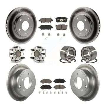 Front Rear Wheel Hub Bearing Coated Disc Brake Rotor And Pad Kit (10Pc) For Dodge Caliber KBB-117868