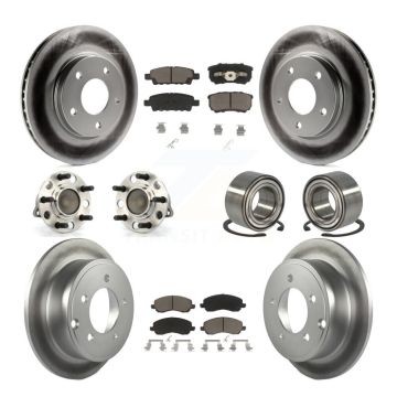 Front Rear Wheel Hub Bearing Coated Disc Brake Rotor And Pad Kit (10Pc) For Dodge Caliber KBB-117869