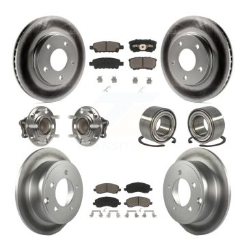 Front Rear Hub Bearing Coated Disc Brake Rotors And Pads Kit (10Pc) For Mitsubishi Lancer KBB-117879