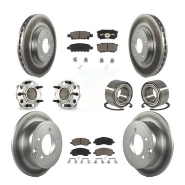 Front Rear Wheel Hub Bearing Coated Disc Brake Rotor And Pad Kit (10Pc) For Dodge Caliber KBB-117881