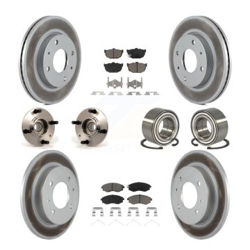 Front Rear Hub Bearings Coated Disc Brake Rotors And Pads Kit (10Pc) For Hyundai Elantra KBB-117889