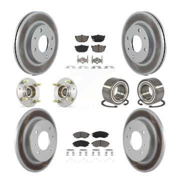 Front Rear Hub Bearings Coated Disc Brake Rotors And Pads Kit (10Pc) For Hyundai Elantra KBB-117890