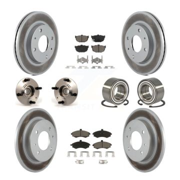 Front Rear Hub Bearings Coated Disc Brake Rotors And Pads Kit (10Pc) For Hyundai Elantra KBB-117891