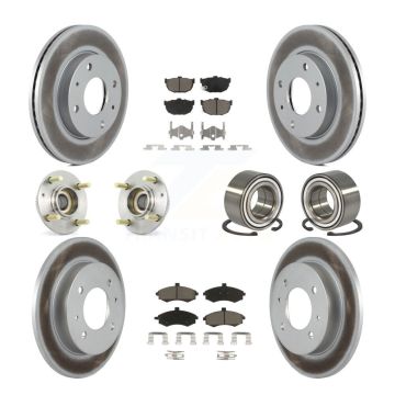 Front Rear Hub Bearings Coated Disc Brake Rotors And Pads Kit (10Pc) For Hyundai Elantra KBB-117892