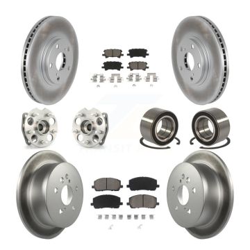 Front Rear Hub Bearing Coated Disc Brake Rotors And Pads Kit (10Pc) For Toyota Highlander KBB-117898