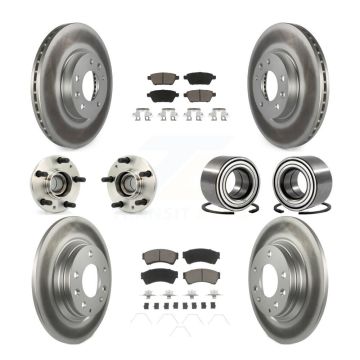 Front Rear Hub Bearing Coated Brake Rotor Pads Kit (10Pc) For Ford Fusion Mazda 6 Lincoln KBB-117917