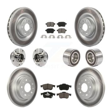 Front Rear Hub Bearing Coated Disc Brake Rotor And Pad Kit (10Pc) For 2014-2018 Fiat 500L KBB-117918