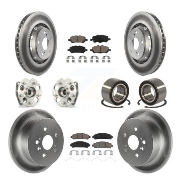 Front Rear Hub Bearing Coated Brake Rotor & Pad Kit (10Pc) For 2009-2016 Toyota Venza AWD KBB-117919