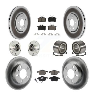 Front Rear Hub Bearing Coated Brake Rotor Pad Kit (10Pc) For Volkswagen Golf Beetle Jetta KBB-117921