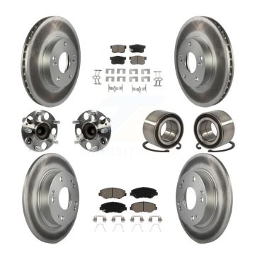 Front Rear Hub Bearing Coated Disc Brake Rotor And Ceramic Pad Kit (10Pc) For Honda Civic KBB-117936