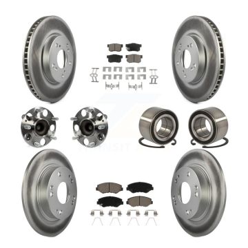 Front Rear Hub Bearing Coated Disc Brake Rotor And Ceramic Pad Kit (10Pc) For Honda Civic KBB-117937