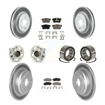 Front Rear Hub Bearing Coat Brake Rotor Pads Kit (10Pc) For 2013-2015 Honda Crosstour FWD KBB-117939