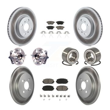 Front Rear Wheel Hub Bearing Coated Disc Brake Rotor And Pads Kit (10Pc) For Toyota Yaris KBB-117940