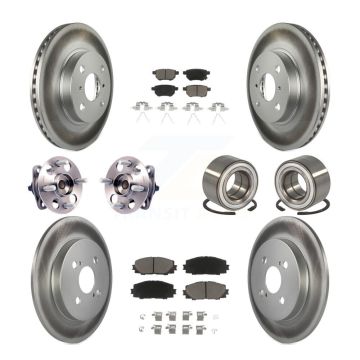 Front Rear Wheel Hub Bearing Coated Disc Brake Rotor And Pads Kit (10Pc) For Toyota Yaris KBB-117941