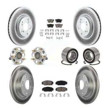 Front Rear Hub Bearing Coated Disc Brake Rotor & Pad Kit (10Pc) For Honda Civic Acura CSX KBB-117945