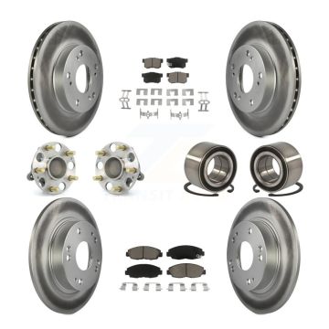 Front Rear Hub Bearing Coated Disc Brake Rotor And Ceramic Pad Kit (10Pc) For Honda Civic KBB-117946