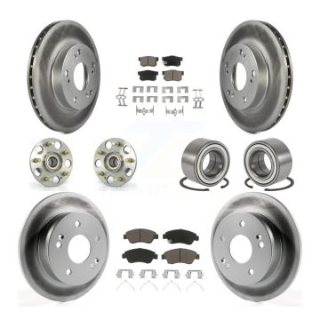 Front Rear Hub Bearing Coated Disc Brake Rotor & Pad Kit (10Pc) For Honda Civic Acura RSX KBB-117948