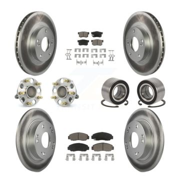 Front Rear Hub Bearing Coated Disc Brake Rotors And Ceramic Pads Kit (10Pc) For Acura CSX KBB-117949