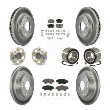 Front Rear Hub Bearing Coated Disc Brake Rotor And Ceramic Pad Kit (10Pc) For Honda Civic KBB-117950