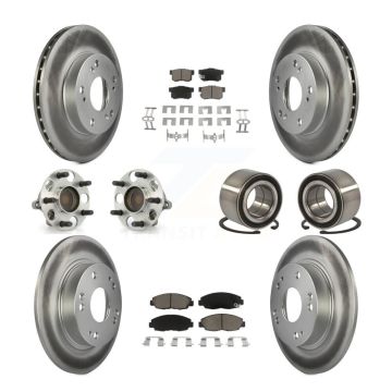 Front Rear Hub Bearing Coated Disc Brake Rotor And Ceramic Pad Kit (10Pc) For Honda Civic KBB-117951