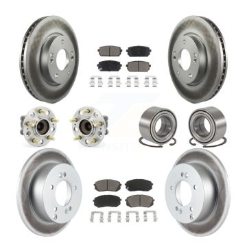 Front Rear Hub Bearing Coated Disc Brake Rotor And Pad Kit (10Pc) For 2010-2012 Kia Rondo KBB-117958