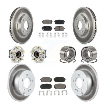 Front Rear Hub Bearing Coated Disc Brake Rotor And Pad Kit (10Pc) For 2008-2009 Kia Rondo KBB-117959