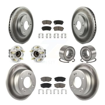 Front Rear Hub Bearing Coated Brake Rotor Pads Kit (10Pc) For Hyundai Tucson Kia Sportage KBB-117961