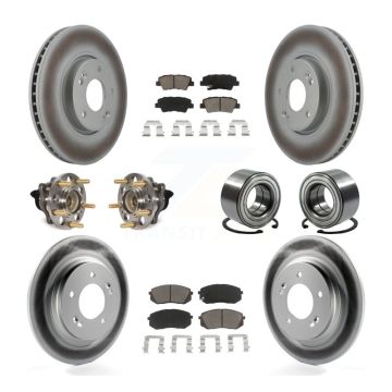 Front Rear Hub Bearing Coated Disc Brake Rotor And Ceramic Pad Kit (10Pc) For Kia Soul EV KBB-117967