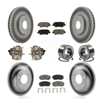 Front Rear Hub Bearing Coated Disc Brake Rotor And Ceramic Pad Kit (10Pc) For Kia Soul EV KBB-117968