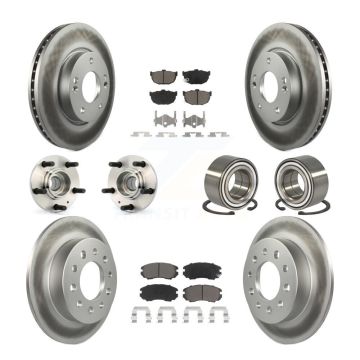 Front Rear Hub Bearings Coated Disc Brake Rotors And Pads Kit (10Pc) For Hyundai Tiburon KBB-117970