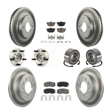Front Rear Hub Bearings Coated Disc Brake Rotors And Pads Kit (10Pc) For Hyundai Tiburon KBB-117971