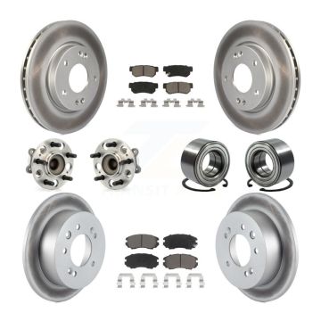 Front Rear Hub Bearings Coated Disc Brake Rotors And Pads Kit (10Pc) For Hyundai Elantra KBB-117973