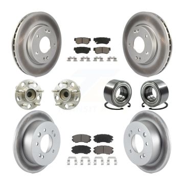 Front Rear Hub Bearings Coated Disc Brake Rotors And Pads Kit (10Pc) For Hyundai Elantra KBB-117974