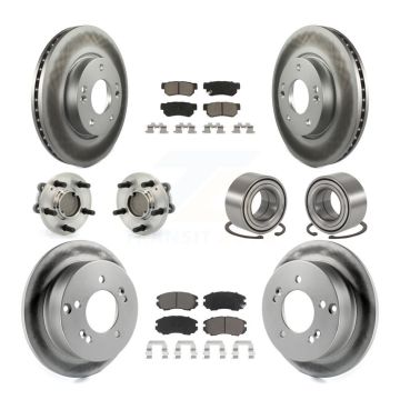 Front Rear Hub Bearing Coated Brake Rotor & Pads Kit (10Pc) For Hyundai Sonata Kia Optima KBB-117976