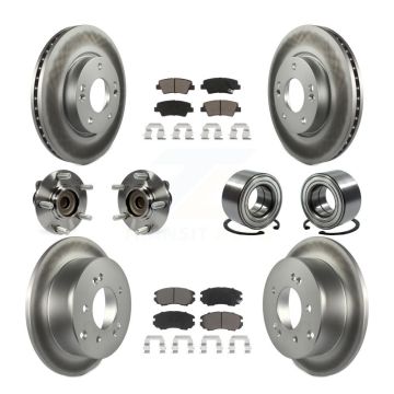 Front Rear Hub Bearing Coated Disc Brake Rotor And Pads Kit (10Pc) For 2012-2013 Kia Soul KBB-117977