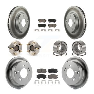Front Rear Hub Bearing Coated Brake Rotor & Pads Kit (10Pc) For Hyundai Sonata Kia Optima KBB-117979