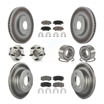 Front Rear Hub Bearings Coated Disc Brake Rotors And Pads Kit (10Pc) For Hyundai Sonata KBB-117985