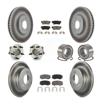 Front Rear Hub Bearings Coated Disc Brake Rotors And Pads Kit (10Pc) For Hyundai Sonata KBB-117986