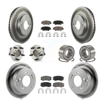 Front Rear Hub Bearings Coated Disc Brake Rotors And Pads Kit (10Pc) For Hyundai Sonata KBB-117987