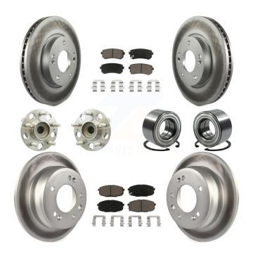 Front Rear Hub Bearings Coated Disc Brake Rotors And Pads Kit (10Pc) For Hyundai Elantra KBB-117992