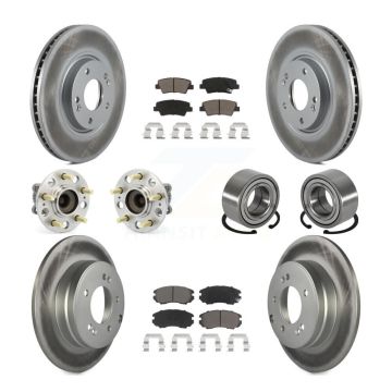 Front Rear Hub Bearing Coated Disc Brake Rotor And Pads Kit (10Pc) For 2011 Hyundai Azera KBB-117996