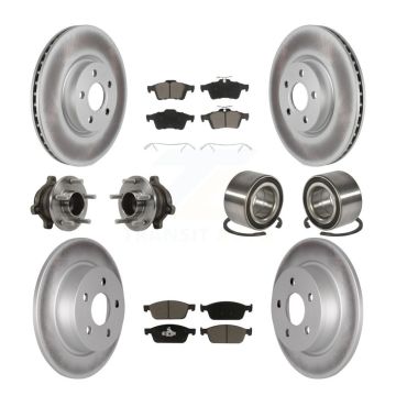 Front Rear Hub Bearing Coated Disc Brake Rotor & Pads Kit (10Pc) For Ford Transit Connect KBB-118002