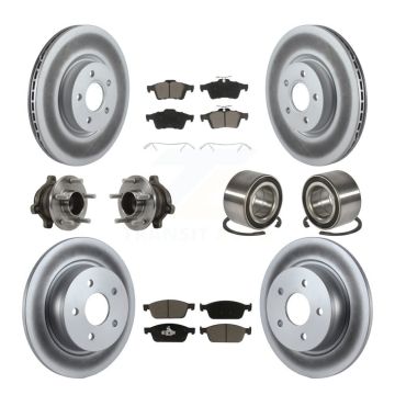 Front Rear Hub Bearing Coated Disc Brake Rotor & Pads Kit (10Pc) For Ford Transit Connect KBB-118004