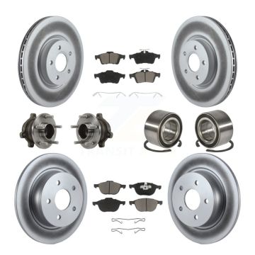 Front Rear Hub Bearing Coated Disc Brake Rotor & Pads Kit (10Pc) For Ford Transit Connect KBB-118005