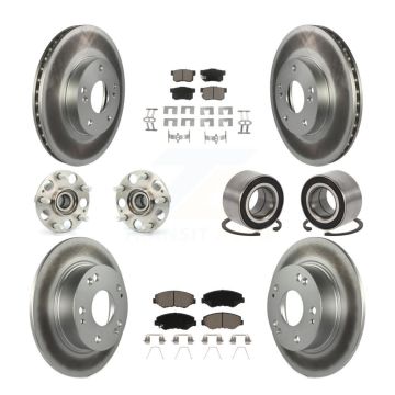 Front Rear Wheel Hub Bearing Coated Disc Brake Rotor And Pads Kit (10Pc) For Honda Accord KBB-118009