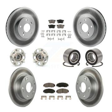 Front Rear Wheel Hub Bearing Coated Disc Brake Rotor And Pads Kit (10Pc) For Honda Accord KBB-118010