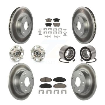 Front Rear Wheel Hub Bearing Coated Disc Brake Rotor And Pads Kit (10Pc) For Honda Accord KBB-118011